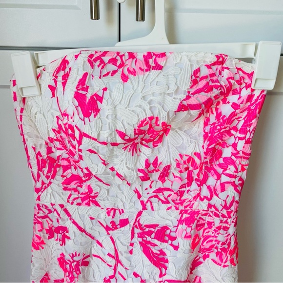 Lilly Pulitzer size 00 strapless sierra dress pink white lace new with tag - Picture 3 of 6